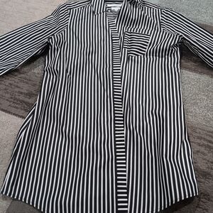Foxcroft Black and White Striped Blouse